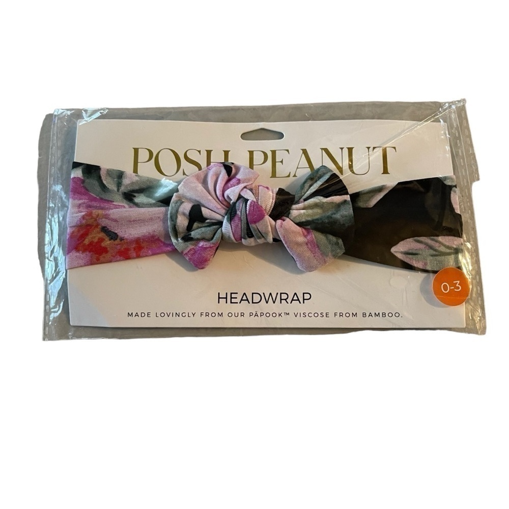 NWT Posh Peanut Tenni Headwrap 0-3 months black pink 0-3 months bamboo